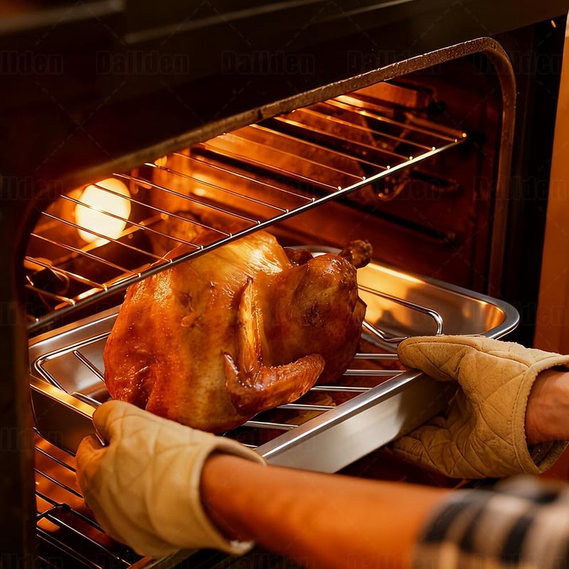 Dallden Turkey Roasting Rack Stainless Steel 13"×10" V-Shaped Racks for Grilling Smoking Broiling Chicken Bird Pork Tenderloin Oven Smoker Cooking Rack for Roasting Pan - Image 4
